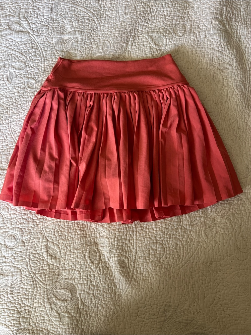 aerie Coral-Red Pleated Skater Skirt